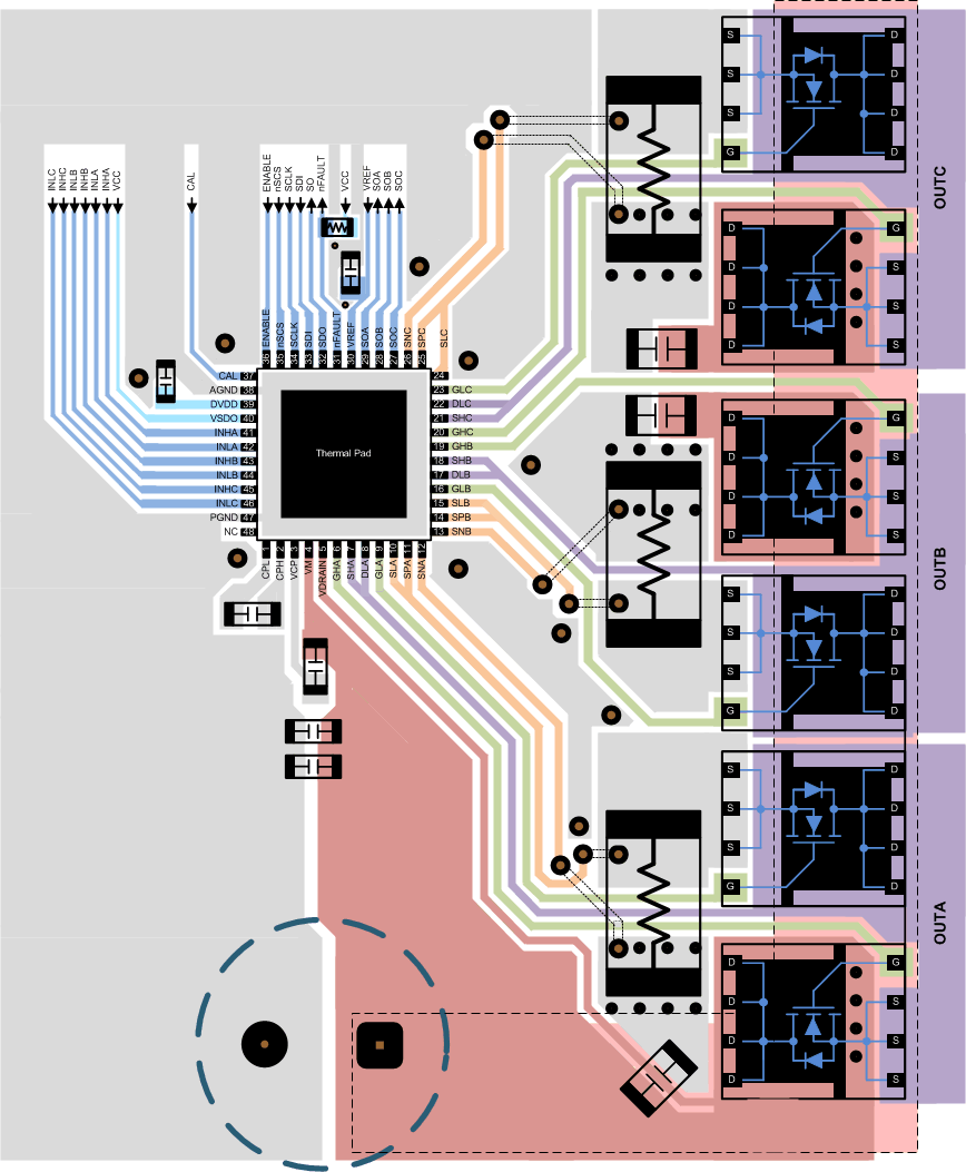 DRV8343-Q1 drv8323-q1-layout.gif
