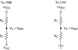 TLV3211-Q1 TLV3212-Q1 TLV3214-Q1 TLV3221-Q1 TLV3222-Q1 Non-Inverting Configuration Resistor Networks
