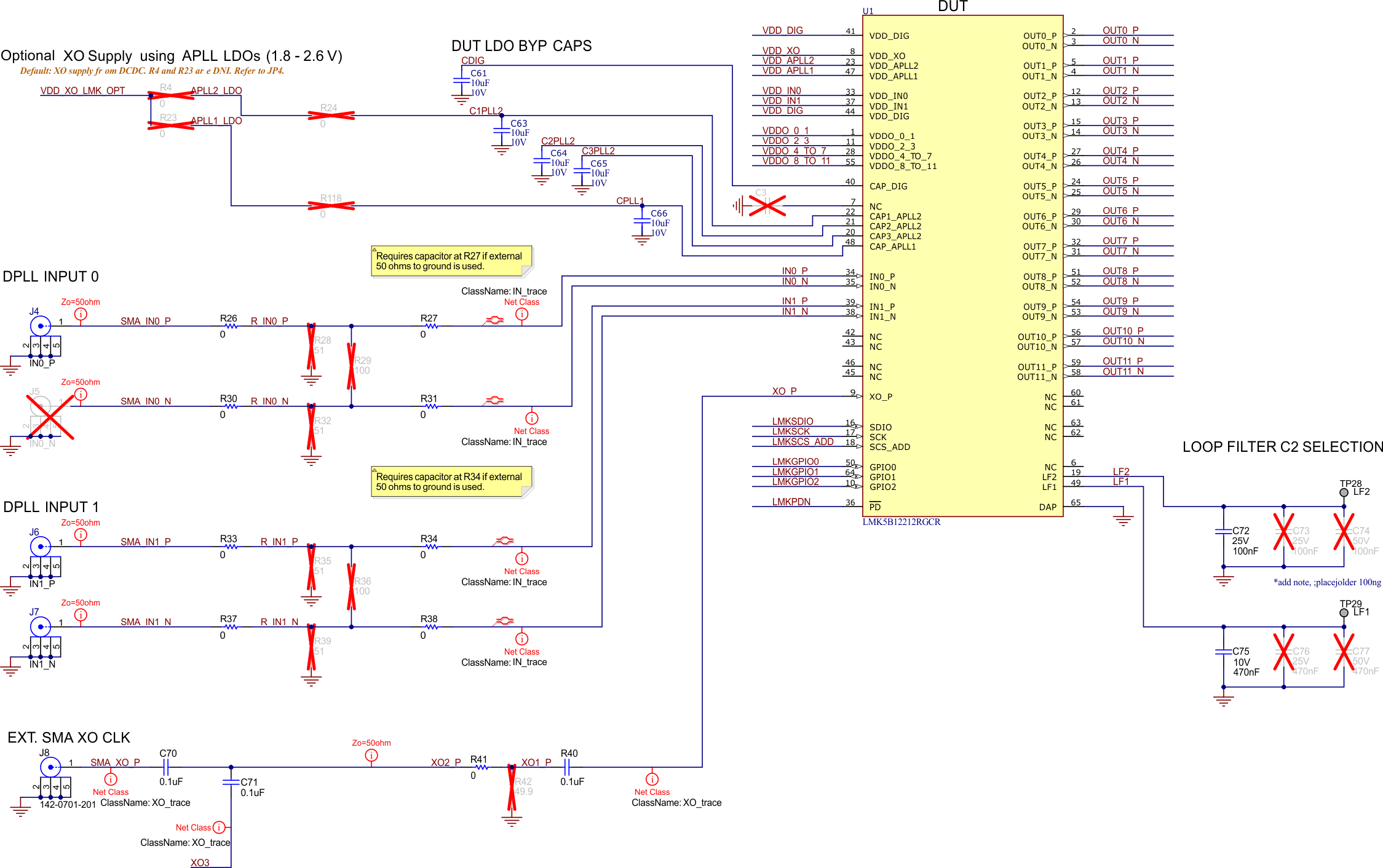 LMK5B12212EVM LMK5B12212 and Input Reference
                                Inputs IN0 to IN1