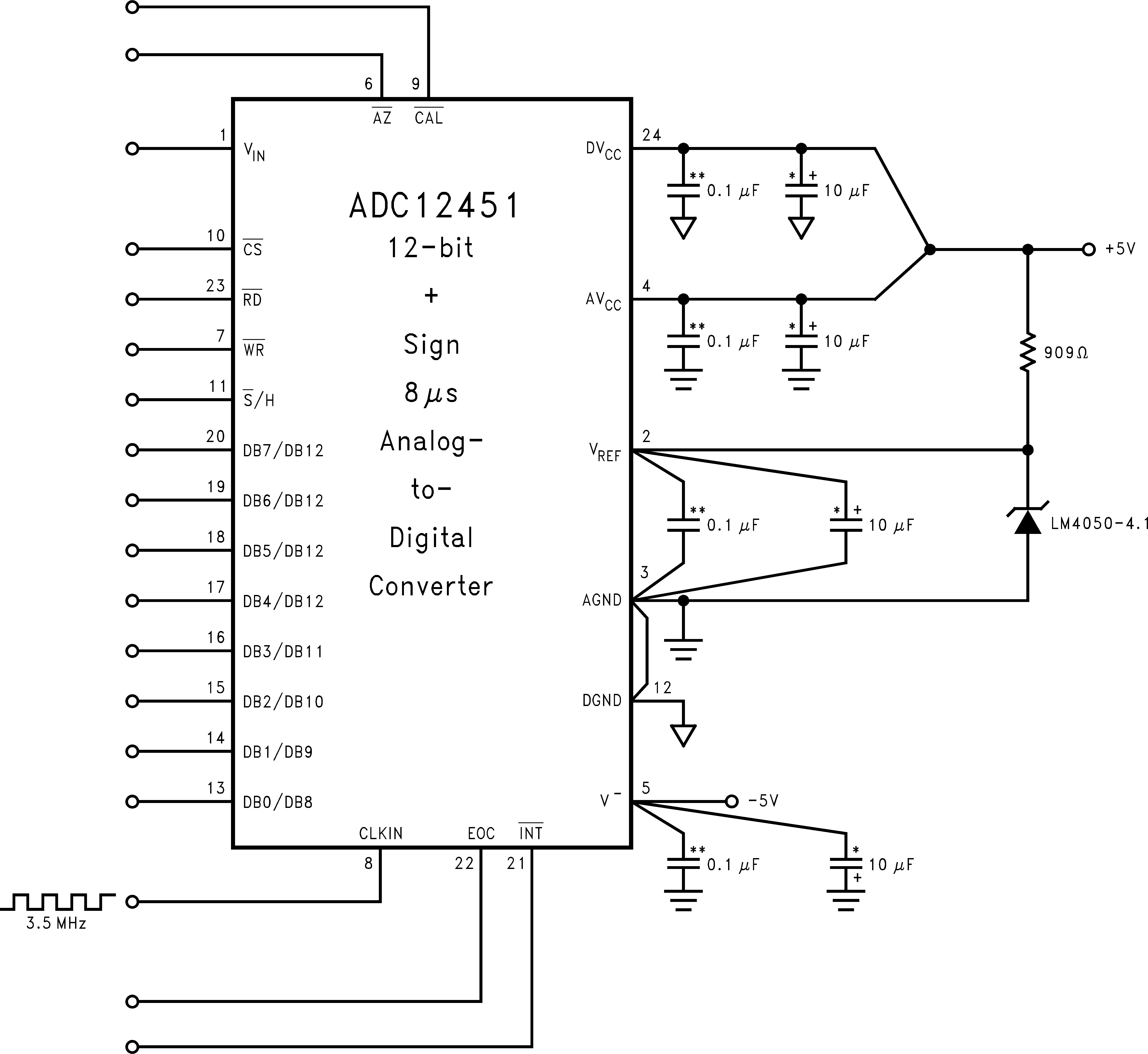 LM4050-N LM4050-N-Q1 LM4050-N-4.1'S Nominal 4.096 Breakdown Voltage
          Gives ADC12451 1MV/LSB