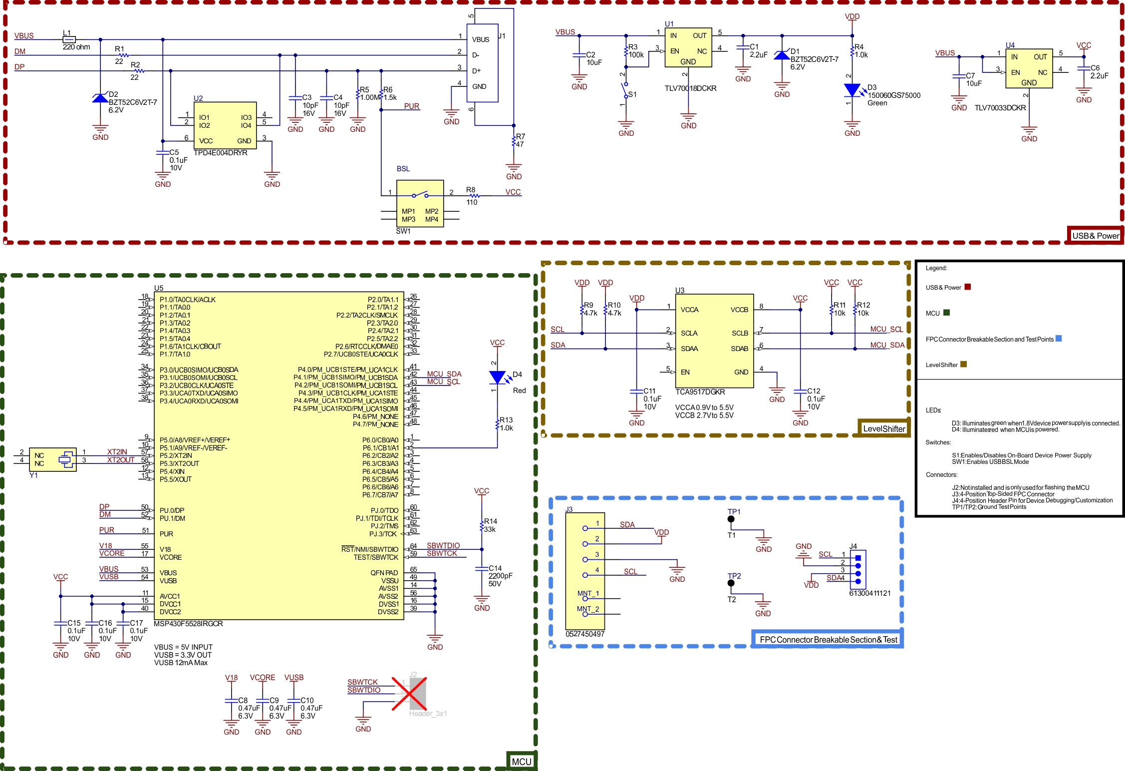 TMP118EVM Schematic