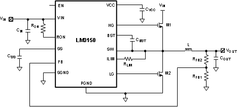 LM3150 Buck Controller DC/DC converter, 6V to 42V, schematic LM3150 LM3150_Schematic.gif