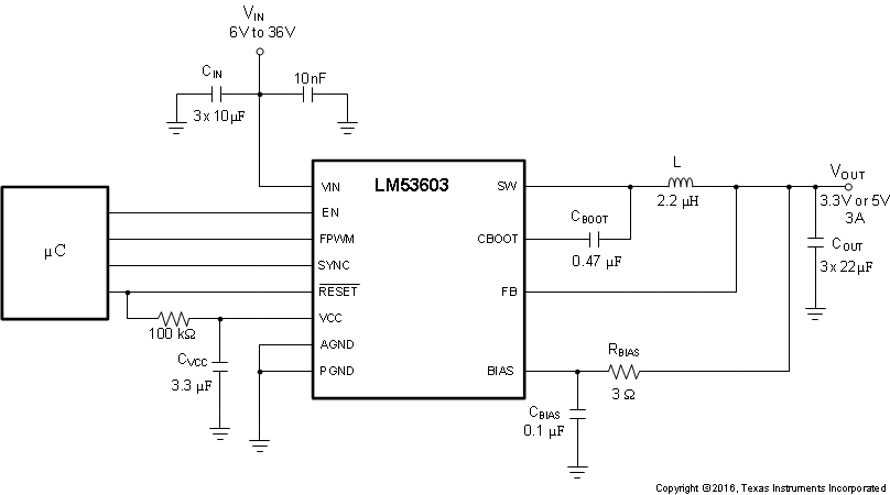 automotive buck regulator schematic power supply programmable micro
				controller LM53602 LM53603 typ_app_cir5_fixed_features.gif