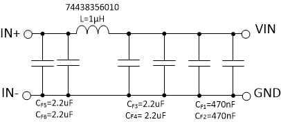 Recommended Input EMI Filter, LM61460EVM GUID-9F56B465-DC78-4972-86E6-89213C3A96E9-low.gif