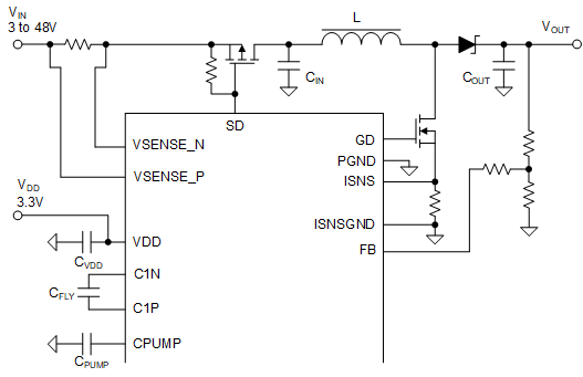 LP8866S-Q1 Charge Pump Enabled
                    Circuit
