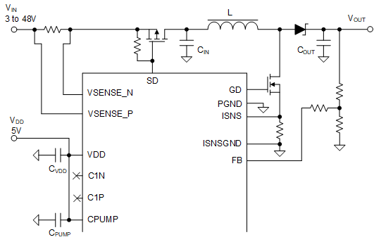 LP8866S-Q1 Charge Pump Disabled
                    Circuit