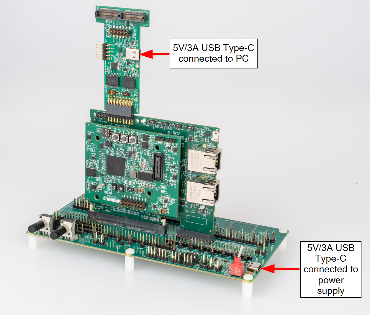 AM261-SOM-EVM AM26x controlCARD Backward
          Compatibility Configuration - XDS110ISO Connected to HSEC180ADAPEVM-AM2 J4