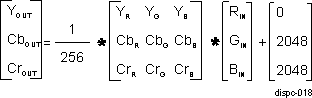  DISPC WB CSC RGB to YCbCr Equation (Full Data Range), 12-bit Outputs