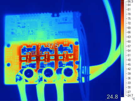 TIDA-00774 tida-00774-thermal-image-at-18VDC-input-31.8Arms-winding-current-90-duty-cycle.png